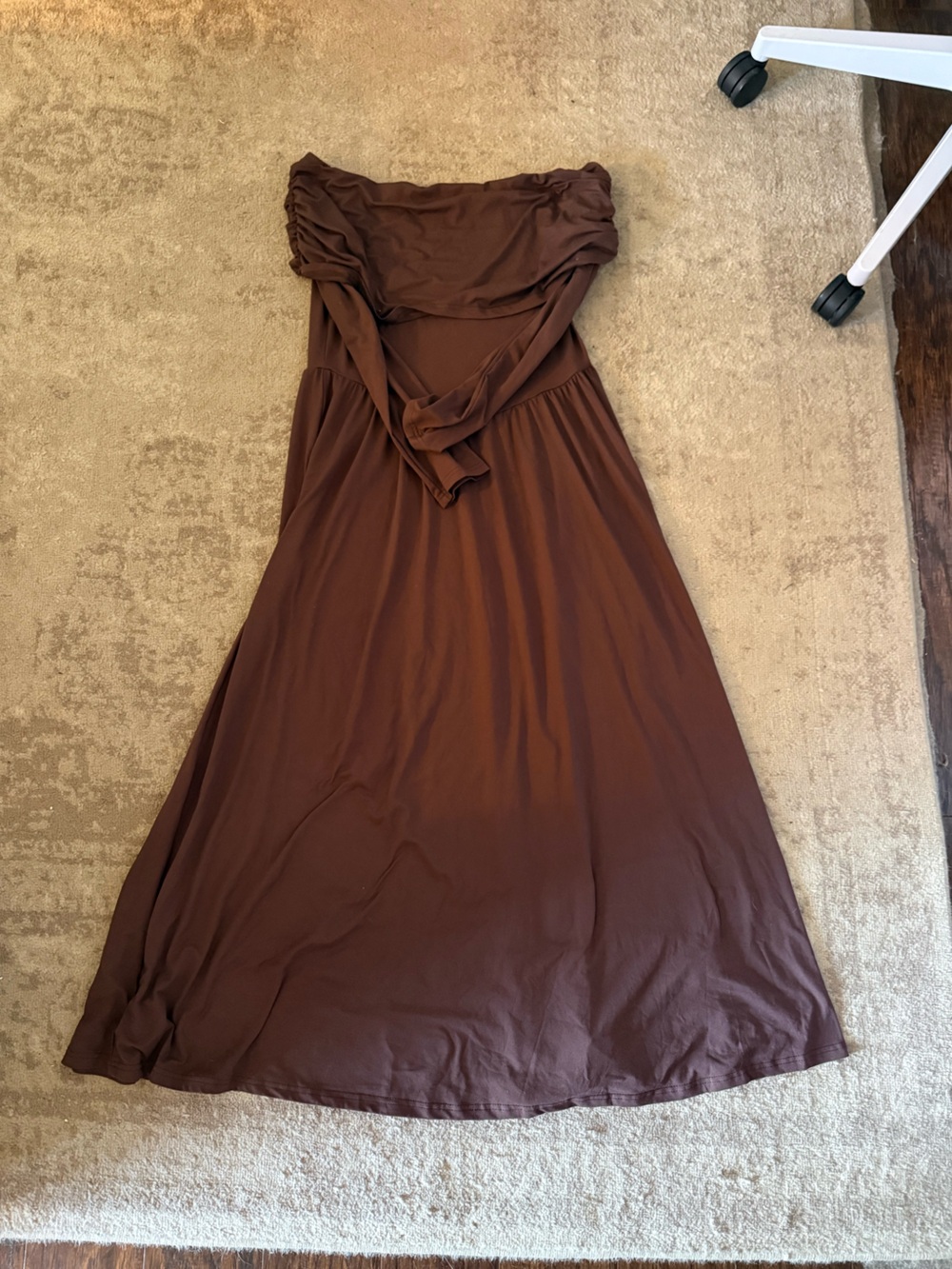 Brown Strapless Maxi Dress - Women Dresses